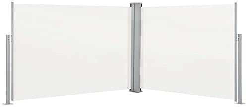 BULANED Ausziehbare Seitenmarkise, Sichtschutz Terrasse, Windschutz Balkon, Vertikalmarkise, Balkon Seitensichtschutz, Balkon Sonnenschutz, Creme 120 x 1000 cm