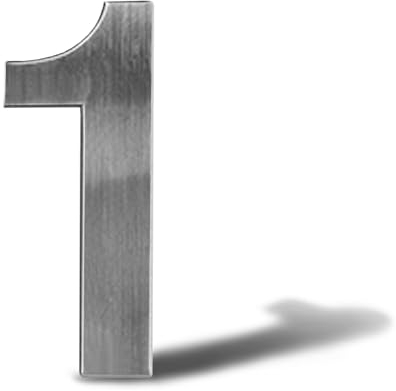 Hausnummer aus Edelstahl selbstklebend- Höhe 12 cm-hausnummern zum kleben- zahlen metall -Metallic Digital Weiß Gebürstet Design (1)