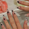 Maggidea Almond False Nails, 24pcs, French Style, Stars & Rhinestone Design, Reusable & Waterproof, Full Cover, Acrylic Material, Decorative Finish, 1 Set, 1 Pack
