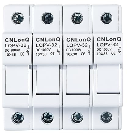 Jadeshay Solar-PV-Sicherungshalter 4 Stück 1P DC 1000V Sicherungskasten, 10 x 38 mm DIN-Schienenmontage Sicherungssockel ohne Licht