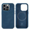 AKANTRA Alcantara Hülle für Apple iPhone 15 Pro, handgefertigte, vollständig umwickelte Kunstlederhülle, kompatibel mit Magsafe Wireless Charging (iPhone15 Pro, Marineblau)