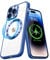Pepmune Magnetic Case for iPhone 14 Pro Compatible with MagSafe Wireless Charging and Camera Lens Protector,Clear Plating Bumper Shockproof TPU Full Protective Transparent,Blue