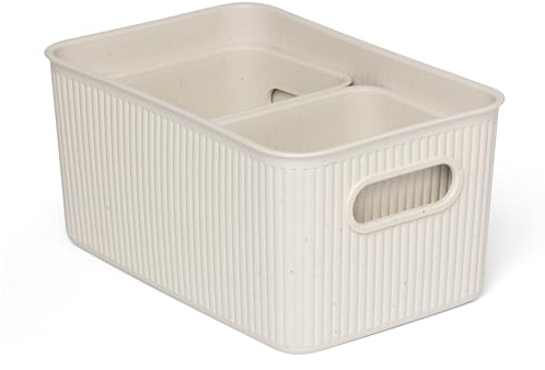 Tatay Set de 3 Cajas Organizadoras Rectangulares Baobab ECOHOME (1 x 5L + 2 x 1,5L) de Polipropileno, Libre de BPA, Plástico 100% Reciclado. Medidas 18,1 x 27,2 x 13 cm