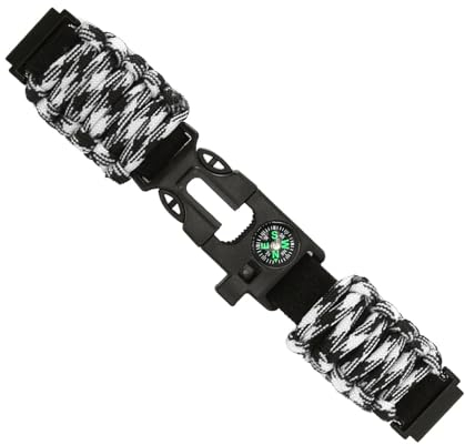 6-in-1 Paracord-Uhrenarmband, Paracord-Armband 22 Mm, Passend für Huami-Uhrenarmband, Sportarmband für Outdoor-Camping-Abenteuer (Schwarz-weiße Tarnung)
