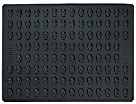 Collory Tapis de cuisson pour biscuits pour chien, friandises en forme de mini têtes de mort (environ 2 cm), moule à chocolat en silicone pour Halloween, moule à glace, convient à un usage alimentaire