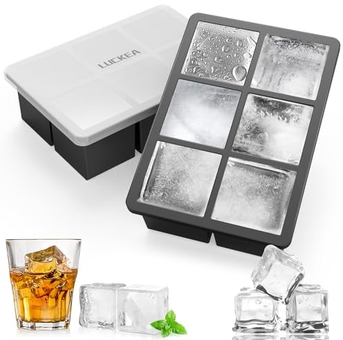 Lot De 2 Grands Bac a Glacons avec Couvercle, Bac Glacon Silicone Sans BPA, Faciles à Retirer, Empilable Ice Cube Tray pour Whisky, Cocktails, Aliments pour Bébés, Jus de Fruits, Crème Glacée