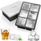 Lot De 2 Grands Bac a Glacons avec Couvercle, Bac Glacon Silicone Sans BPA, Faciles à Retirer, Empilable Ice Cube Tray pour Whisky, Cocktails, Aliments pour Bébés, Jus de Fruits, Crème Glacée