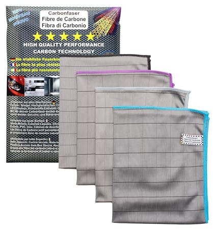 DSproducts® 4 Chiffons en Microfibre de Carbone 410 GSM 50x40cm I Chiffon de Nettoyage Magique Epaissi I Menage I Microfibre Vitre I Chiffon Vitre sans Trace I Lingette Voiture I Nettoyage