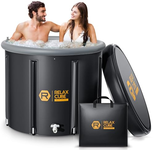 RelaxCube Eisbadewanne für Sportler, 116 Gal XL Kalttauchwanne für Erholung und Kaltwassertherapie, Tragbares mehrschichtiges Eiskapsel-Fass für Outdoor, aufblasbare Eisbadewanne zu Hause