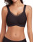 WOWENY Wireless Bras Padded with Support Seamless V Neck Lace Bralette Non Wired Comfy Bustier Everyday Bras for Women Black(Dark Grey)