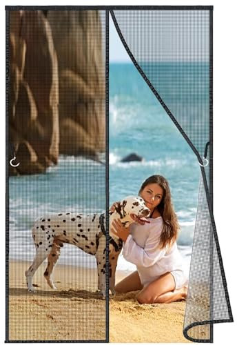 Tenda Zanzariera Magnetica per Porta 275x180 cm, con Calamita Moschiera Zanzariera Letto Animali Domestici, Colla Aria Fresca in & Keep Bugs out Nero Nuova-Versione