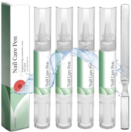 4 Piezas Nail Care Pen, con Lima Uñas, Bolígrafo Cuidado Uñas, Aceite de Semilla de Jojoba, Aceite de Coco, Aceite de Oliva