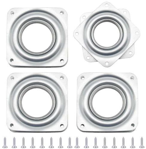 Hocansen 4 Stück Drehplatte 3 x 3 Zoll Kugellager 360 Grad quadratisch Drehlager aus Metall flach rotierend Lager für Hocker Tisch und Monitor (71 x 71 mm / ZC)