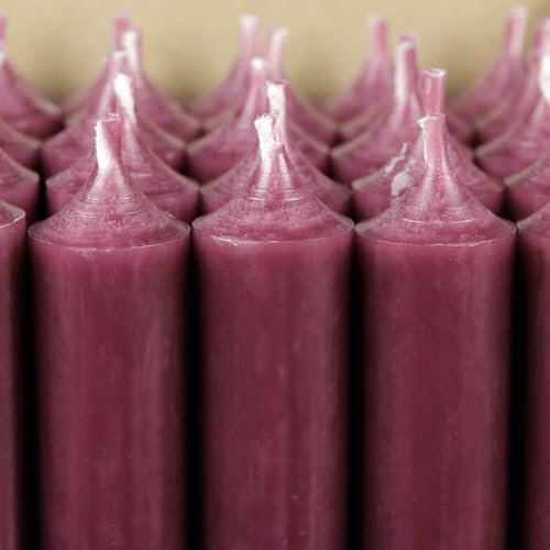 Bütic GmbH Stabkerzen durchgefärbt 100mm x Ø 22mm, Kerzen hochgereinigt, Brenndauer 4h, geruchsneutral, rußarm mit rückstandsfreiem Abbrand, Farbe:Aubergine, Set mit:16 Stück