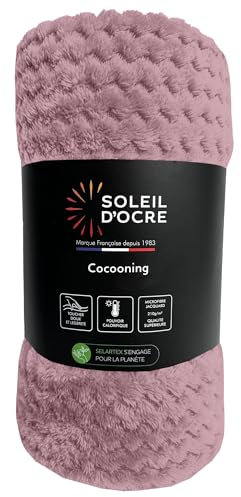 Soleil d'ocre, Couverture, Plaid 220x240 cm COCOONING Vieux Rose