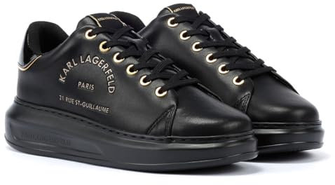 KARL LAGERFELD Kapri Metal Maison Glitter Leder Damen Schwarze Turnschuhe - EUR 36