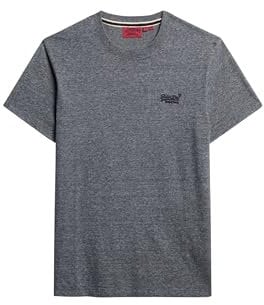 Superdry Men's Essential Logo Emb Tee T-Shirt, Eclipse Navy/Grey Marl Feeder, XXL
