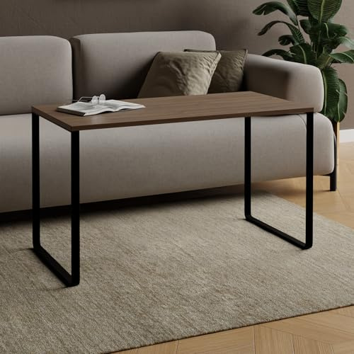 AKKE Couchtisch Wohnzimmertisch Beistelltisch Mit Metallbeinen Laminierte Platte Höhe 55cm Tisch Für Wohnzimmer Modern Loft Stil Crespo Burgund 80 x 50cm