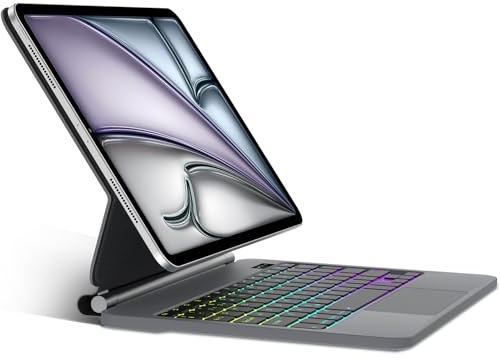 SENGBIRCH Magic Tastatur mit Hülle für iPad Air 11 (M3/M2) - Deutsches QWERTZ Hintergrundbeleuchtung Multi-Trackpad Keyboard, Hülle für iPad Pro 11 Zoll 4./3./2./1, Schawarz