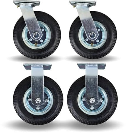 FROSAL Lenkrollen & Bockrollen SET 8“ Luftreifen Ø Rad 200 mm Rollen Luft Transportrollen Palettenrollen Luftrad