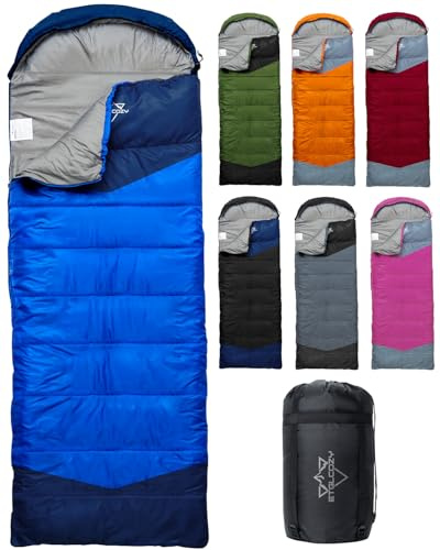ETGLCOZY Lightweight 3-Season Sleeping Bag for Adults/Kids Camping, Compact w/Compression Sack, Waterproof Ripstop, Portable for Backpacking Hiking Travel