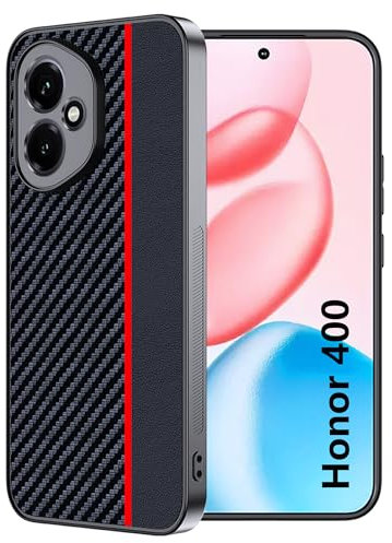 FDHYFGDY Case for Honor 400 Protective Case - Waterproof and Shockproof - Carbon Fibre Mobile Phone Case Compatible Honor 400 Case - Red and Black