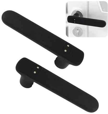 UFURMATE Door Handle Covers, 2Pcs Silicone Handle Gloves Cute Mask Design Safety Doors Knob Cover Anti-Static Knob Protector for Flat Square Door Levers (Black)