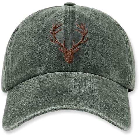 PIujsym Vintage Jäger Geschenke, Baseballkappe Und Schlüsselanhänger Jagd Zubehör, Hirsch-Geweih Stickerei, Outdoor Jäger Hut, Geeignet Für Angeln, Wandern, Grillen Im Freien Oder Mehr