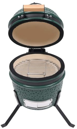 Generico Barbecue Affumicatore 2 in 1 Kamado in Ceramica 56 cm Verde,Verde,21.5kg,316094