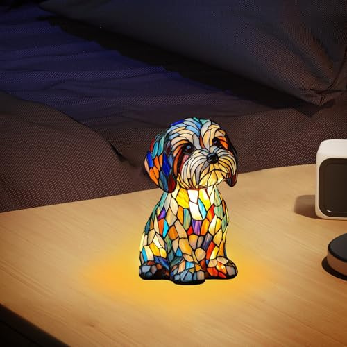 TZQFROCE Corgi Lampe Malteser-Lampe Niedliche Vintage-Tischlampe Hundeserie LED Lampe Haustier Dekolampe 3D Tischlampe Wohndekor für Schlafzimmerbeleuchtung für Hundeliebhaber