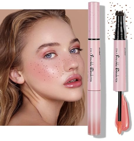 LOPHE Sommersprossen Stift, 2 in 1 Wasserdichter Freckle Stamp Make-up Stift mit Blush, Langlebiger Natürlicher Sommersprossenstift für Lebensechte Freckles, 02
