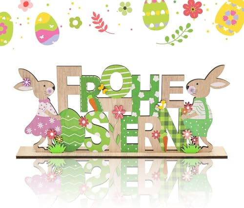 Basetousual Osterhase Mit Schriftzug Deko Aufstellers, DEK o Aufsteller Für Fensterbank Osterhase, Deko Aufsteller Für Ostern, Dekos Aufsteller Frohe Ostern, Für Osterfeier Und Osterdekoration Innen