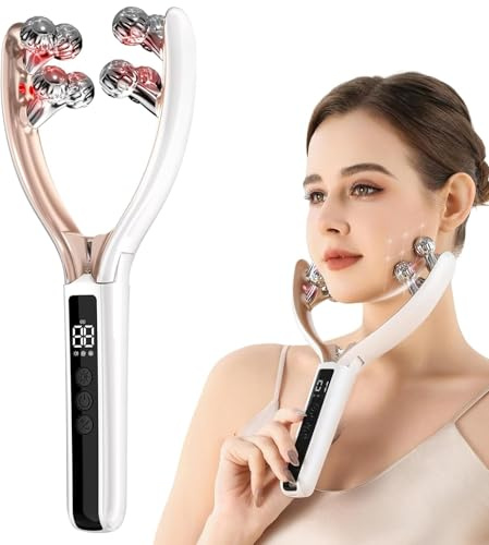 Facial Massager Face and Neck,5 Level EMS Face Lifting Device Anti Aging,3D Face Massager Roller Tool for Skin Care,Lymphatic Contour Face Brush Face Roller Lymphatic Drainage,Rechargeable
