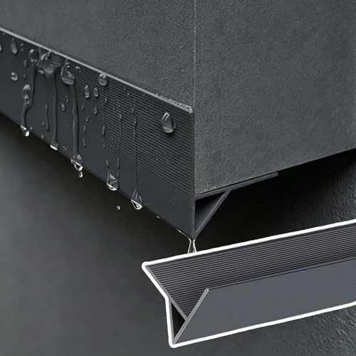 Gocciolatoio per Balconi Deviatore di Pioggia Invisibile Pareti Esterne, Guida Anti-riflusso Acque Piovane, Profilo Salvagoccia Grondaie Che Previene Le Macchie D'acqua(Gray,L3.6ft/110cm)