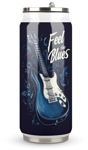 Feel The Blues Music Guitar Tumbler with Lid and Straw Coffee Cup Travel Mug