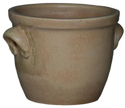 Pflanzgefäß/Blumentopf/Pflanzkübel Venus II mit Henkel, 45 x 37 cm, antik (Sandfarben) aus Steinzeug-Keramik (hochwertiger als Steingut)