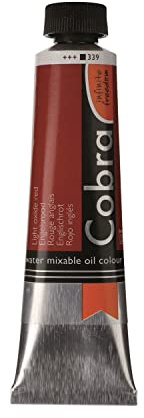 Cobra Artist Water-Mixable Oil Colour - Light Oxide Red 339-40 ml Tube - High Pigmentation - Solvent-Free - Lightfastness +++