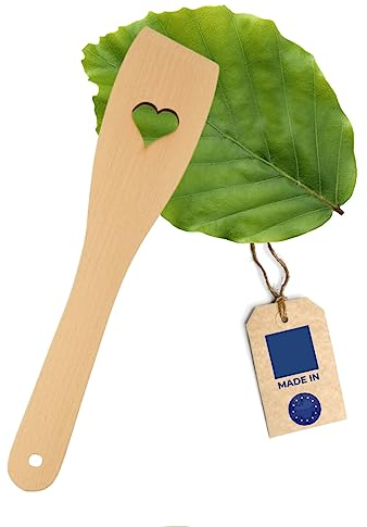 HOFMEISTER® Pfannenwender mit Herz, antibakteriell, hitzebeständig & plastikfrei, keine Kratzer in beschichteten Pfannen, kein Plastik im Essen, 100% Naturprodukt, Buchen-Holz, 30 cm