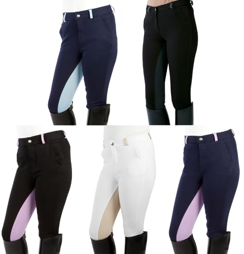 PFIFF 101249 - Pantaloni da Equitazione Elisa, con Inserti Completi, per Bambini, Colore: Nero/Grigio 116