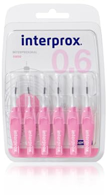INTERPROX - Nano 0.6 - Brossettes Interdentaires - Fibres en Tynex - Rose - Blister de 6 unités