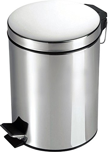 12 Litre Metal Chrome Pedal Bin - Toilet Rubbish Trash Hygienic Paper Dustbin Waste, Garbage | For Home, Bathroom, Bedroom, Office, Kitchen - Strong Stainless Steel | Silent, Stay-Open Lid (12l)
