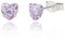 Sterling Silver 5mm heart Lilac Cubic Zirconia stud earrings/Gift box