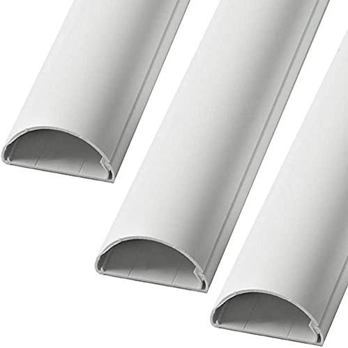 3m (3X 100cm) – 20mm x 10mm White Trunking | Half Round Cable Conduit Cover | HDMI AV TV Ethernet & Coaxial Wire Ducting | Wall Tidy Management | Self-Adhesive Backing *Easy Install* | Skirting Home