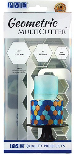 PME GMC104 Lot de 3 emporte-pièces géométriques hexagonaux pour gâteaux Petit, moyen et grand Blanc