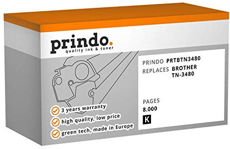 Prindo Brother TN-3480 (TN3480) Schwarz Toner - Alternative Druckerpatronen - Druckerzubehör geeignet für Verschiedene Brother Drucker