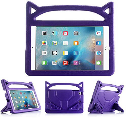 iPad Case Kids Light Weight Shock Proof Handle and Foldable Stand for iPad Mini 1/2/3/4 (Purple)