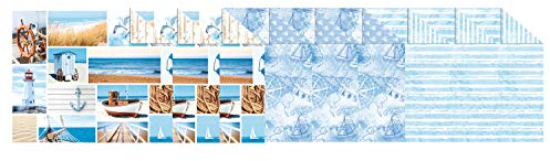 Ursus 11462299 - Fotokarton, Maritim, in 3 verschiedenen Motiven, ca. 49,5 x 68 cm, 300 g/qm, 10 Blatt, beidseitig bedruckt, Vorder- und Rückseite in verschiedenen Motiven, aus Frischzellulose