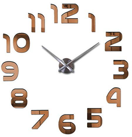 Orologio da Parete Silenzioso con I Numeri Fai da Te Adesivi, Facile da Montare Effetto 3D Riempire Vuoto Parete Moderno Adesivo Orologio Parete Decorazione per Casa Ufficio Hotel (Marrone)