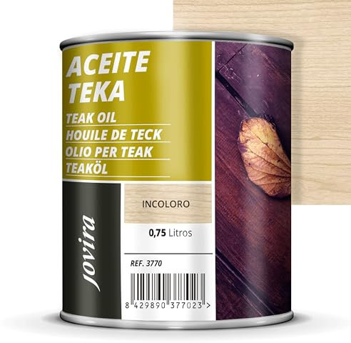 JOVIRA PINTURAS ACEITE TEKA, para madera exterior, Protección y restauración de la madera Teca en intemperie (750 Mililitros, Incoloro) F-28