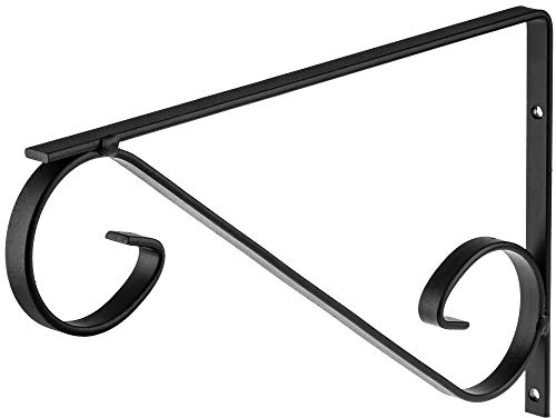 KADAX Blumenhaken, Wandhaken für Blumenampel, Hängekörbe, Garten, Balkon, Laterne, Wandhalter aus Stahl, Blumenampelhaken, Blumenampelhalter, Wandhalterung, schwarz (flach)